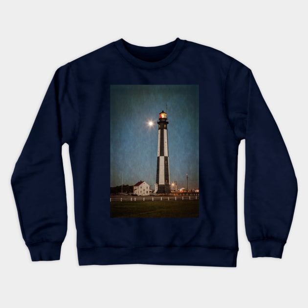 Cape Henry Lighthouse and Moon Crewneck Sweatshirt by mcdonojj